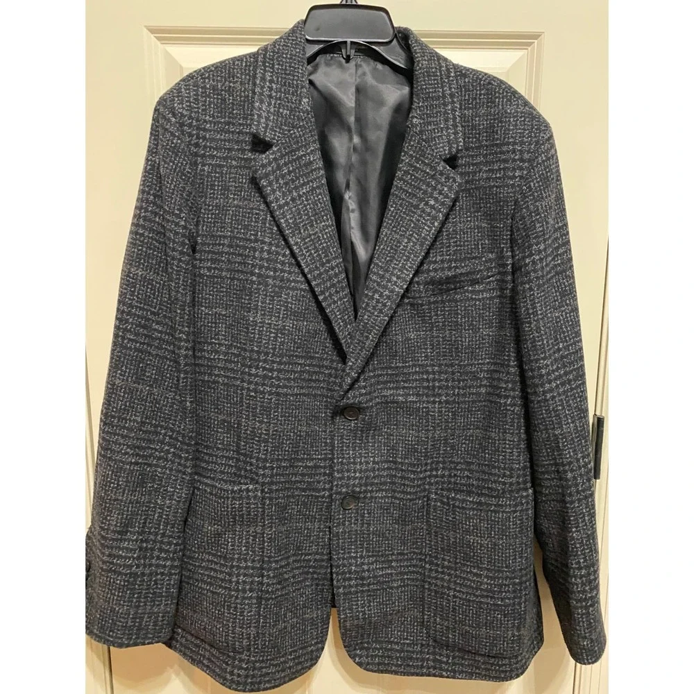 Banana Republic Tweed Blazer 48R Charcoal Wool Blend Sport‎ Coat Tailored
